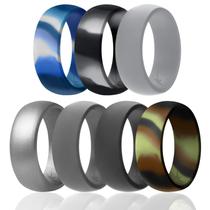 Aliança de casamento de borracha de silicone ROQ Comfort Fit para homens com 8 mm de largura