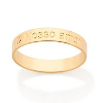 Aliança de casamento e noivado ouro 18k fina banhada anel de compromisso rommanel coração nosso amor unissex 513215