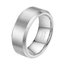 Aliança De Casamento Em Carboneto De Tungstênio Preto, Dourado E Prateado Fosco Com Bordas