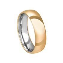 Aliança de Casamento em Ouro 18k com Aço Inoxidável 7mm - Estilo Tradicional (Anatômica)