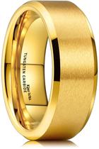 Aliança de casamento King Will Basic de tungstênio galvanizado a ouro de 8 mm
