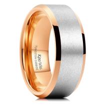 Aliança de casamento King Will Classic Tungsten 8mm bicolor masculina Aliança de casamento King Will Classic Tungsten 8mm bicolor masculina