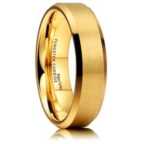 Aliança de casamento King Will GLORY 6 mm de carboneto de tungstênio em ouro 24K Aliança de casamento King Will GLORY 6 mm de carboneto de tungstênio em ouro 24K
