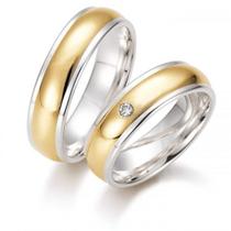 Aliança de Casamento ou de Noivado em Ouro Maciço Com a base em Prata de Lei - Duo Color 02 - Pipper Joias - Pipper Jóias