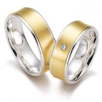 Aliança de Casamento ou de Noivado em Ouro Maciço Com a base em Prata de Lei - Duo Color 03 - Pipper Joias - Pipper Jóias