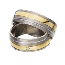 Aliança de Casamento ou de Noivado em Ouro Maciço Com a base em Prata de Lei - Duo Color 05 - Pipper Joias - Pipper Jóias