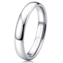 Aliança de casamento Tungary de 4 mm em carbeto de tungstênio, prata polida Aliança de casamento Tungary de 4 mm em carbeto de tungstênio, prata polida