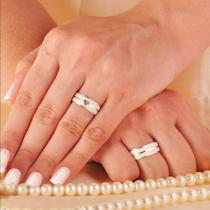 Aliança de Compromisso Diamantada em Prata 925