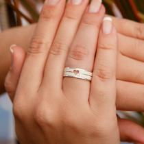 Aliança de Compromisso Diamantada em Prata 925 Coração Vazado