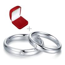 Aliança de Compromisso Prata Ajustável com Pedra Brilhante Strass Aliança de Compromisso Prata Ajustável com Pedra Brilhante Strass