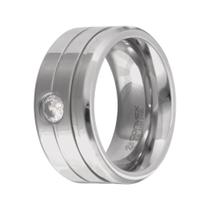 Aliança de Namoro Chrome Double Thin 10mm com Zircônia