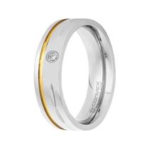 Aliança de Namoro Deam 6mm com Filete em Ouro e Zircônia Aliança de Namoro Deam 6mm com Filete em Ouro e Zircônia