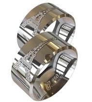 Aliança De Namoro desenho Torre Eiffel Em Prata 950k Aliança De Namoro desenho Torre Eiffel Em Prata 950k