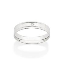 Aliança de namoro fina prata 925 casamento ou noivado anel de compromisso rommanel lisa 4 mm dois frisos zircônia 810215 Aliança de namoro fina prata 925 casamento ou noivado anel de compromisso rommanel lisa 4 mm dois frisos zircônia 810215