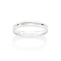 Aliança de namoro fina prata 925 casamento ou noivado anel de compromisso rommanel unissex 3 mm friso centro 810256