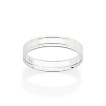 Aliança de namoro fina prata 925 casamento ou noivado anel de compromisso rommanel unissex 4 mm dois frisos 810214