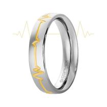 Aliança de Namoro Love Beat WH 5mm com Filete Gold IPG Aliança de Namoro Love Beat WH 5mm com Filete Gold IPG