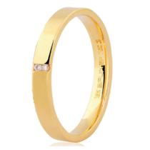 Aliança de Ouro 18K 02 Pontos de Diamante