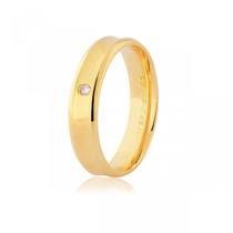 Aliança de Ouro 18K 02 Pontos de Diamante