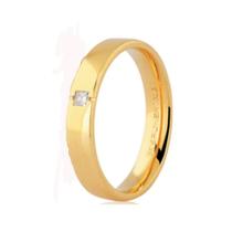 Aliança de Ouro 18K 05 Pontos de Diamante