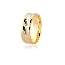 Aliança de Ouro 18K Amarelo Lisa com Detalhes em Ouro Branco Aliança de Ouro 18K Amarelo Lisa com Detalhes em Ouro Branco