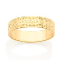 Aliança de ouro 18k banhada rommanel tudo posso naquele que me fortalece unissex 513048 Aliança de ouro 18k banhada rommanel tudo posso naquele que me fortalece unissex 513048
