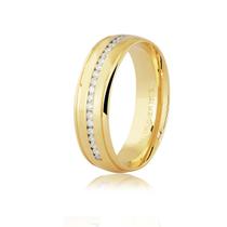 Aliança de Ouro 18k com 18 Pontos de Diamante