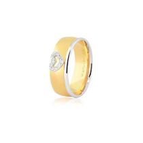 Aliança de Ouro Amarelo 18K com Detalhe em Ouro Branco Coração Aliança de Ouro Amarelo 18K com Detalhe em Ouro Branco Coração