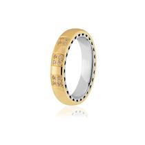 Aliança de Ouro Amarelo 18K Detalhe Ouro Branco 10ps Diamante