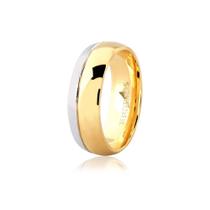 Aliança de Ouro Amarelo e Branco 18K 6mm Aliança de Ouro Amarelo e Branco 18K 6mm