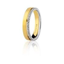 Aliança De Ouro Branco e Amarelo 18k com 6 Pontos de Diamante Aliança De Ouro Branco e Amarelo 18k com 6 Pontos de Diamante