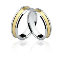 Aliança de Prata 925 Anatomica com Filete de Ouro AL58