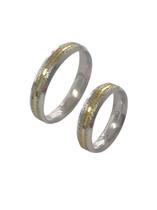 Aliança De Prata Bordada com friso banhado Namoro E Compromisso 950