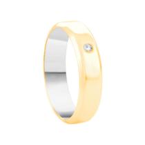 Aliança em Ouro 10k e Aço Antialérgico 5MM com Zircônia - AU10230 Aliança em Ouro 10k e Aço Antialérgico 5MM com Zircônia - AU10230