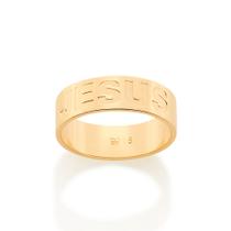 Aliança escrito jesus banhada a ouro 512975 Rommanel Cor:DouradoTamanho:24