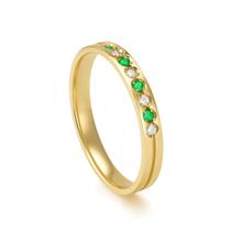 Aliança Feminina 3MM Diamnates e Esmeralda em Ouro 18K - AU14833 Aliança Feminina 3MM Diamnates e Esmeralda em Ouro 18K - AU14833