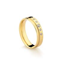 Aliança Feminina em Ouro 18K Amarelo com Zircônia 5,0 mm