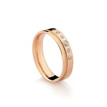 Aliança Feminina em Ouro 18K Rosé com Diamante 5,0 mm
