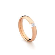Aliança Feminina em Ouro Rosé 18K com Diamante 4,0 mm
