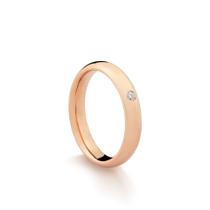 Aliança Feminina em Ouro Rosé 18K com Diamante 4,0mm