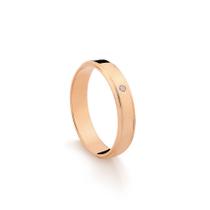 Aliança Feminina Reta em Ouro Rosé 18K com Diamante 4,0mm