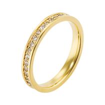 Aliança Folheada A Ouro 18K 3mm Reta Com Zircônias de 1,50mm