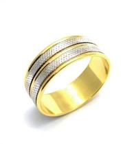 Aliança Larga Com Faixas Texturizadas Banho Ouro 18k 2662 Aliança Larga Com Faixas Texturizadas Banho Ouro 18k 2662