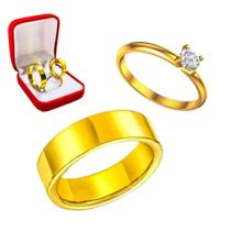 Aliança Lisa De Ouro 18k 6mm Reta Casamento + Solitario 2mm Ouro 18k Pedra Branca Compromisso