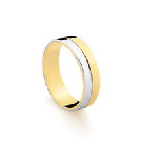 Aliança Masculina em Ouro 18k Amarelo e Branco com 5,0 mm