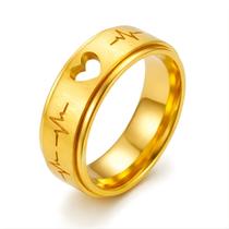 Aliança Ouro 18k Coração Batimentos 6mm Luxo Casamento Noivado Compromisso Presente Aliança Ouro 18k Coração Batimentos 6mm Luxo Casamento Noivado Compromisso Presente