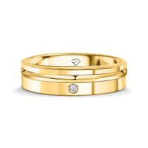 Aliança Pisa Em Ouro 18k E Diamante 0,015 Ct