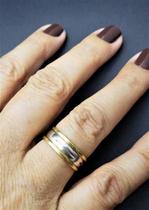 Aliança Prata 3 Aros Em Banho Ouro Amarelo Branco 18k 468