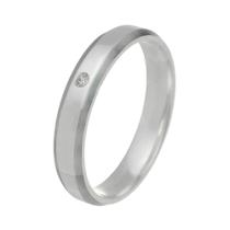Aliança Prata 950 Reta Anatômica 4mm Polida Chanfrada e Zircônia Aliança Prata 950 Reta Anatômica 4mm Polida Chanfrada e Zircônia