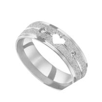 Aliança Prata Namoro Coração Pedra Branca Zircônia 6mm Tradicional Anatomica Luxo